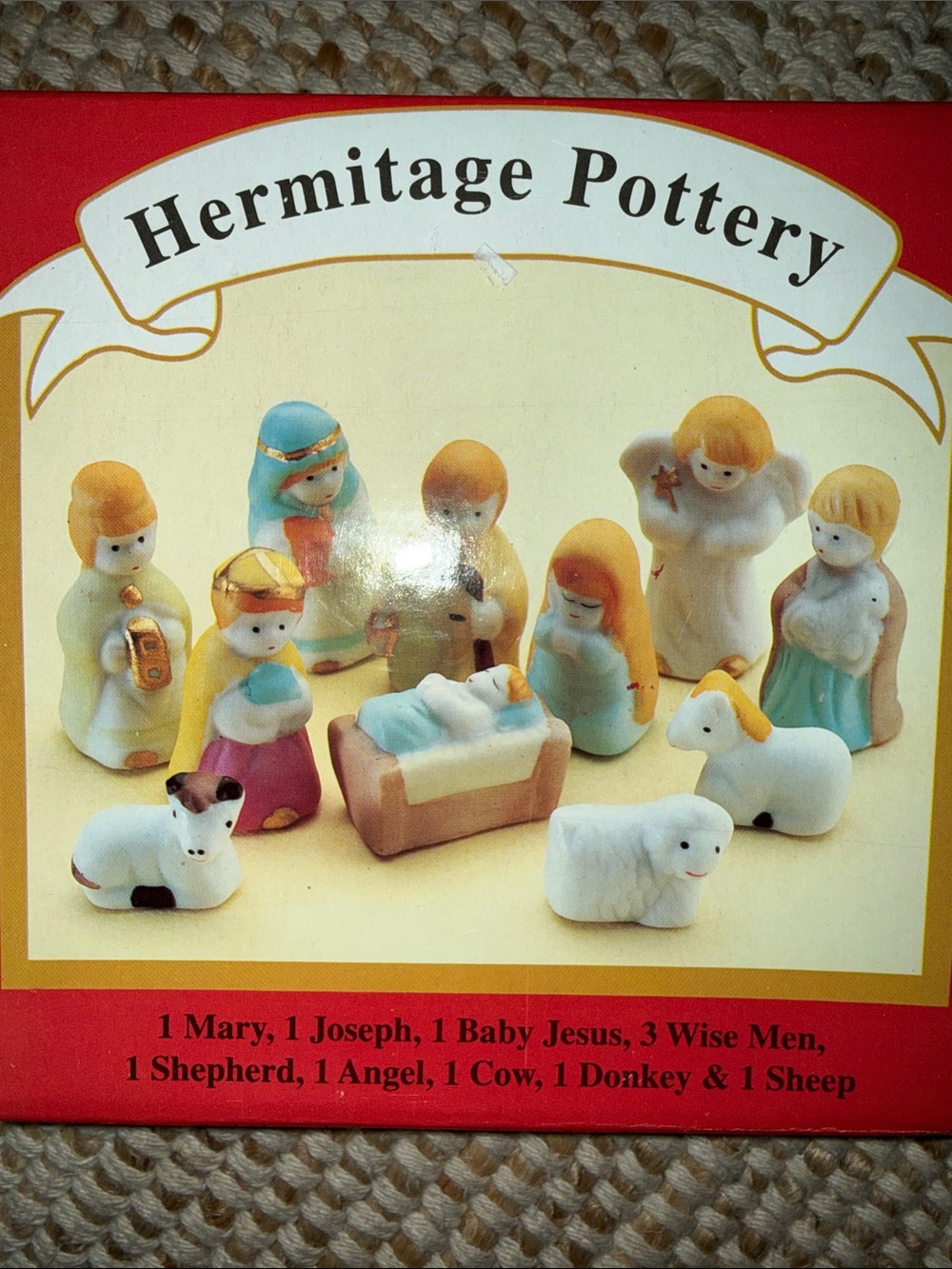 Hermitage Pottery Nativity Figurine Set - Pastel Multi NEW!! Christmas BabyJesus